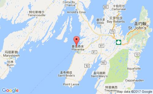 加拿大海運(yùn)港口阿真舍argentia港口地圖