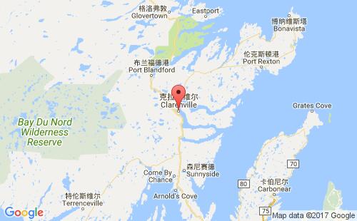 加拿大海運(yùn)港口克拉倫維爾clarenville港口地圖