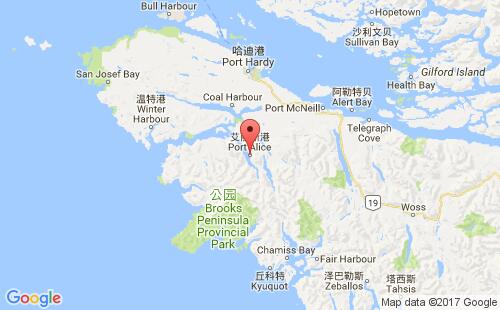 加拿大海運港口艾利斯港port alice港口地圖
