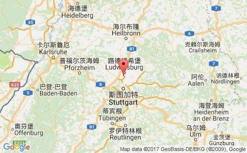 德國港口科恩韋斯特海姆kornwestheim港口地圖
