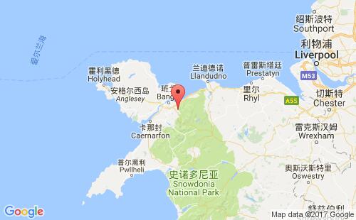 英國港口班戈bangor,caer港口地圖