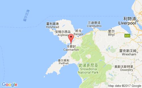 英國港口卡那封caernarfon港口地圖