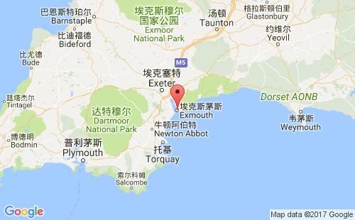 英國(guó)港口埃克斯茅斯exmouth港口地圖