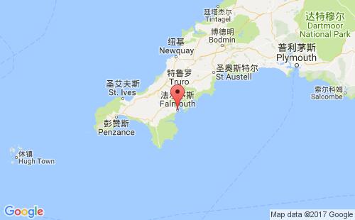 英國(guó)港口法爾茅斯falmouth港口地圖