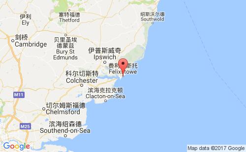 英國港口費利克斯托felixstowe港口地圖