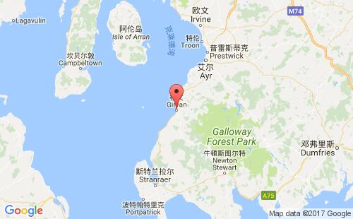 英國港口格文girvan港口地圖