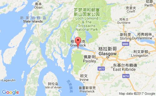 英國港口格里諾克greenock港口地圖