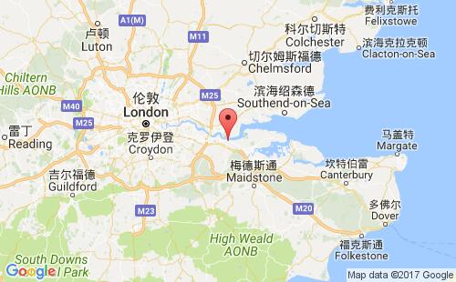 英國港口格雷夫森德gravesend港口地圖