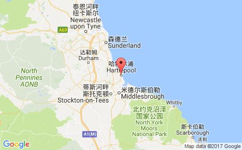 英國港口哈特爾浦hartlepool港口地圖
