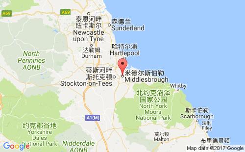 英國(guó)港口米德爾斯伯勒middlesbrough港口地圖