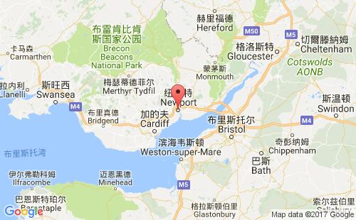 英國港口紐波特newport(mon.)港口地圖