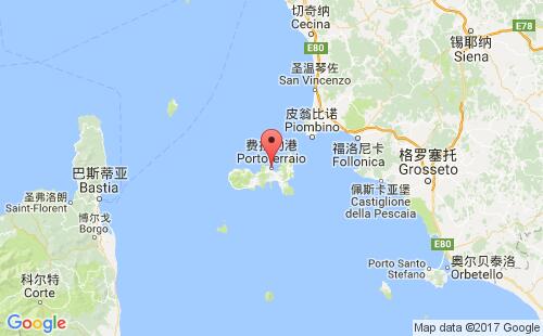 意大利港口費(fèi)拉約portoferraio港口地圖