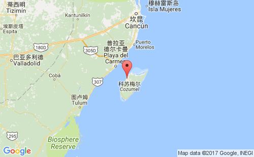 墨西哥海運(yùn)港口科蘇梅爾島cozumel island港口地圖