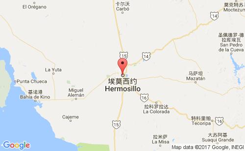 墨西哥海運(yùn)港口埃莫西約hermosillo港口地圖