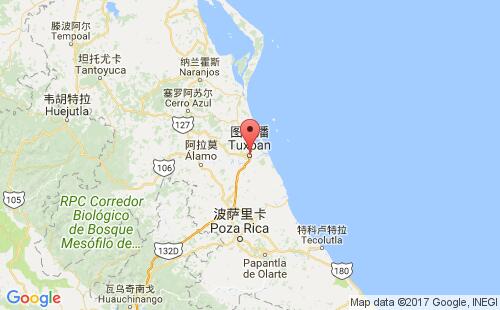墨西哥海運(yùn)港口圖斯潘tuxpan港口地圖