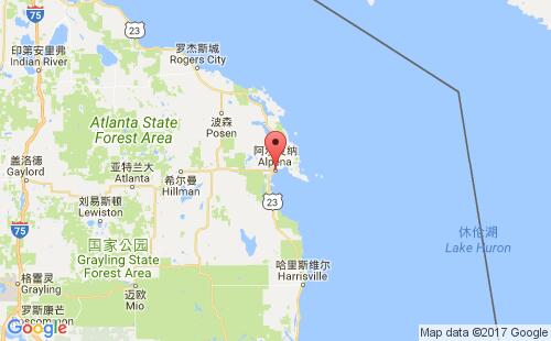 美國海運(yùn)港口阿爾皮納alpena港口地圖