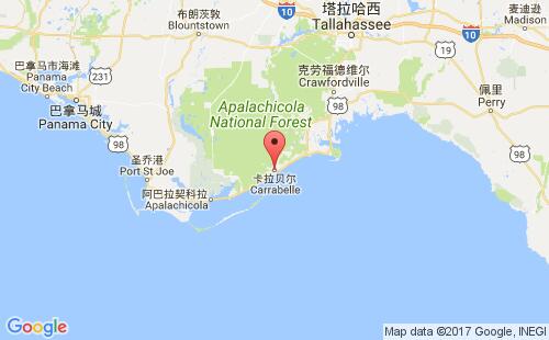 美國(guó)海運(yùn)港口卡拉貝爾carrabelle港口地圖