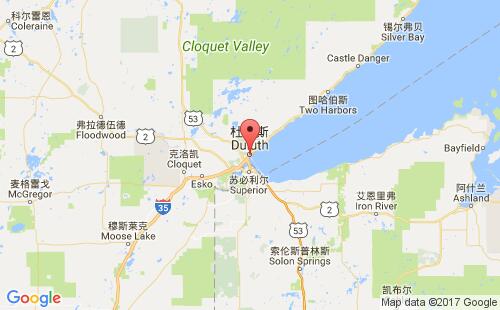 美國(guó)海運(yùn)港口德盧斯duluth港口地圖