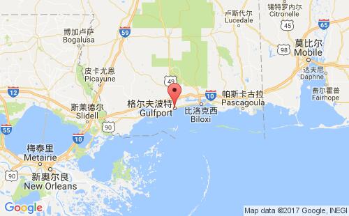 美國海運(yùn)港口格爾夫波特gulfport港口地圖