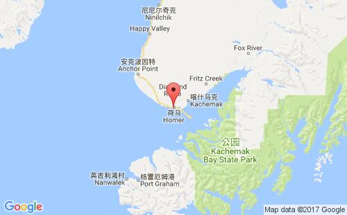 美國海運(yùn)港口霍梅爾homer港口地圖