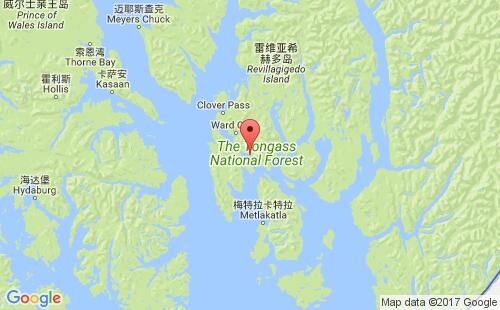 美國海運(yùn)港口凱奇坎ketchikan港口地圖