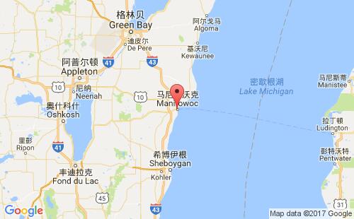 美國海運(yùn)港口馬尼托沃克manitowoc港口地圖