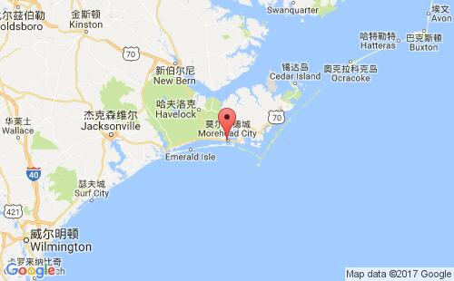 美國海運(yùn)港口莫爾黑德城morehead city港口地圖