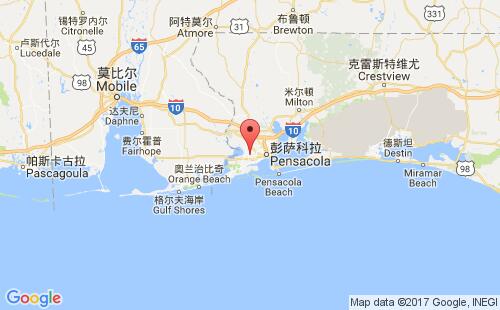 美國海運港口默特爾克里克myrtle grove港口地圖