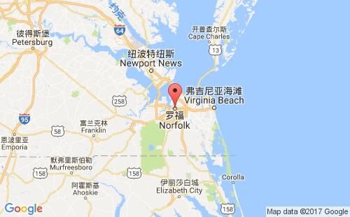 美國海運(yùn)港口諾?？薾orfolk,va港口地圖