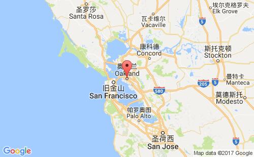 美國海運(yùn)港口奧克蘭oakland,ca港口地圖