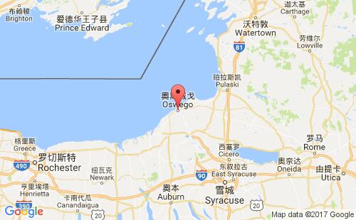 美國(guó)海運(yùn)港口奧斯威戈oswego港口地圖