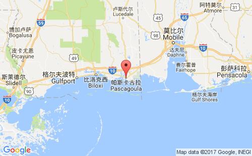 美國海運(yùn)港口帕斯卡古拉pascagoula港口地圖