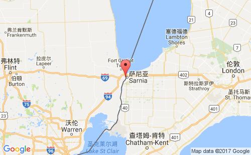 美國海運港口休倫港port huron港口地圖