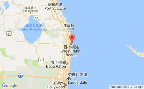 美國海運(yùn)港口棕櫚灘palm beach港口地圖