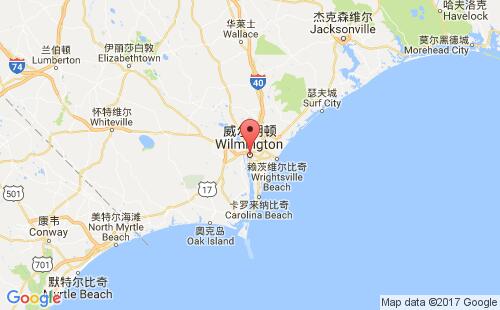 美國(guó)海運(yùn)港口威爾明頓wilmington,nc港口地圖